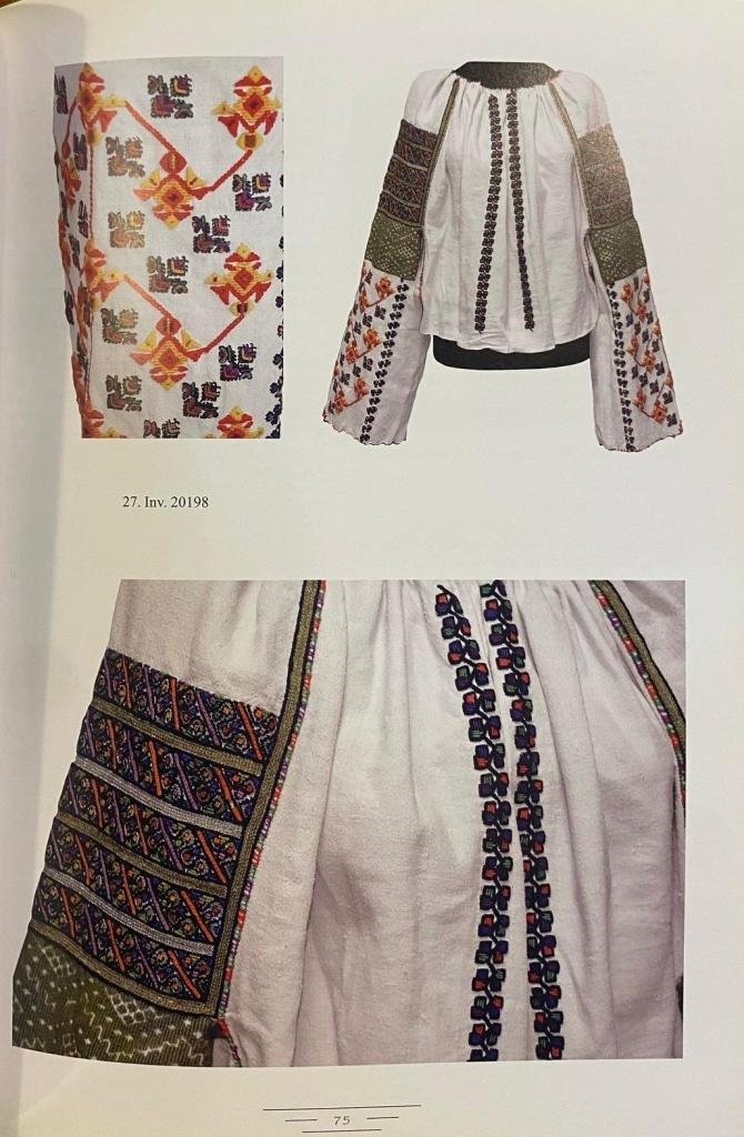 Ie sec. XIX, bumbac policrom, mătase albă, fir metalic auriu